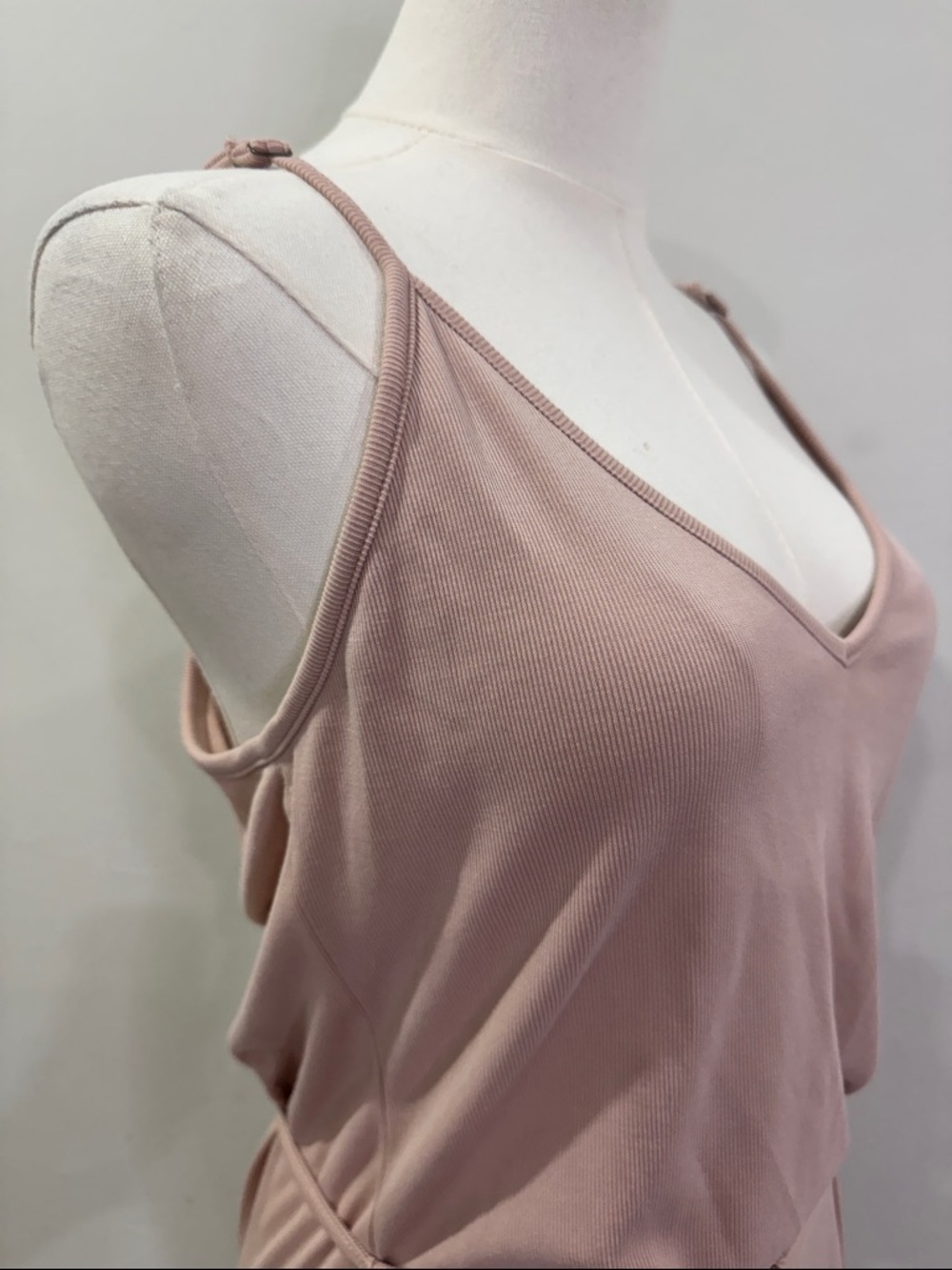 O’Neill Ribbed Modal Blend Midi Dress | Blush Pink Tie Waist | Size M - Picture 7 of 12